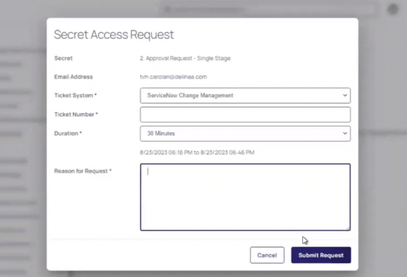 Delinea Secret Access Request